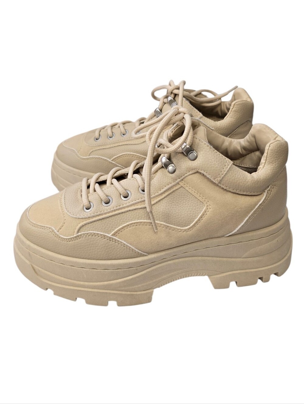 Forever 21 Beige Platform Lace-Up Sneakers